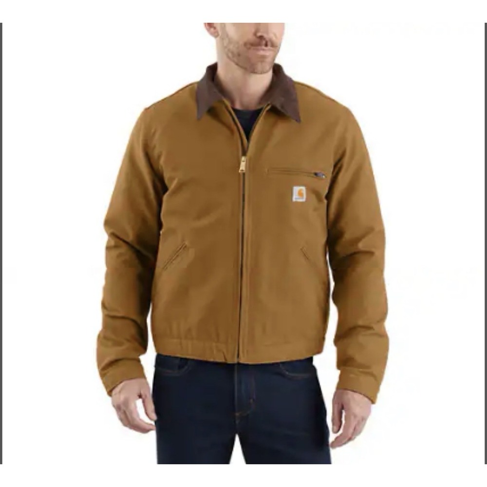 Carhartt Detroit Jacket 103828 Brown Duck Canvas Blanket Lined Mens Large - Picture 1 of 16